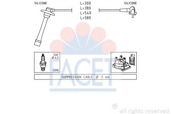 Комплект проводов зажигания FACET 4.9435