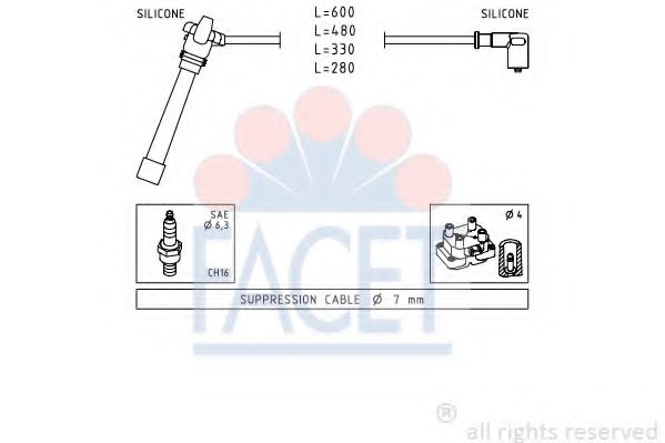 Комплект проводов зажигания FACET 4.9505