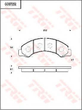 Комплект тормозных колодок, дисковый тормоз TRW GDB7252