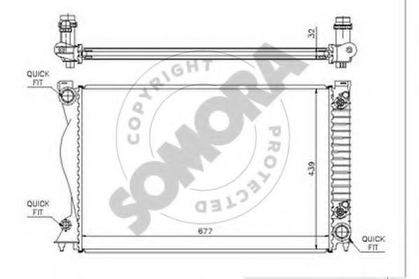 Радиатор, охлаждение двигателя SOMORA 021040C