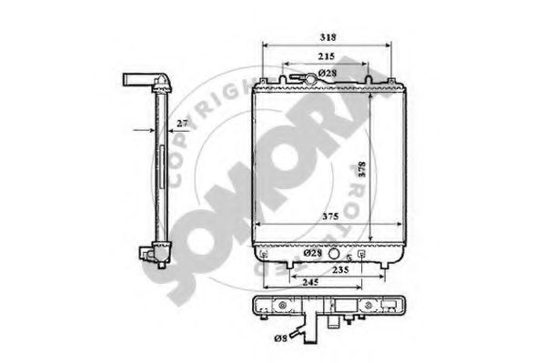 Радиатор, охлаждение двигателя SOMORA 210140A
