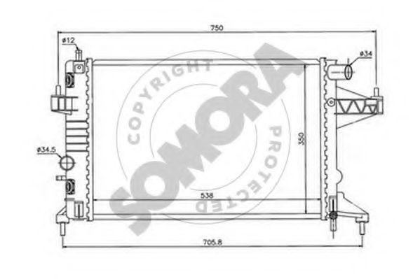 Радиатор, охлаждение двигателя SOMORA 212540D
