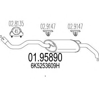 Глушитель выхлопных газов конечный MTS 01.95890