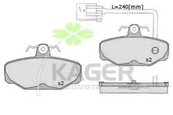 Комплект тормозных колодок, дисковый тормоз KAGER 35-0230