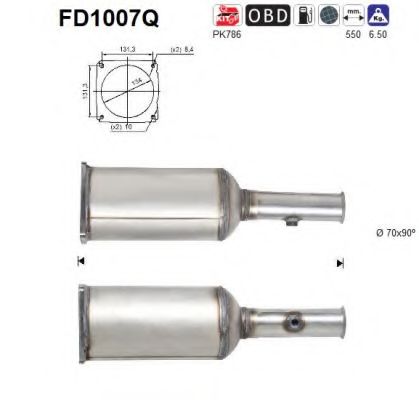 Сажевый / частичный фильтр, система выхлопа ОГ AS FD1007Q