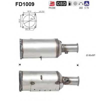 Сажевый / частичный фильтр, система выхлопа ОГ AS FD1009