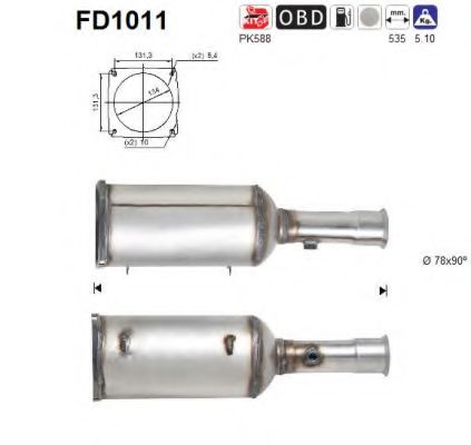 Сажевый / частичный фильтр, система выхлопа ОГ AS FD1011