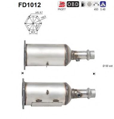 Сажевый / частичный фильтр, система выхлопа ОГ AS FD1012