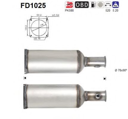 Сажевый / частичный фильтр, система выхлопа ОГ AS FD1025