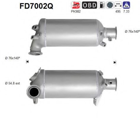Сажевый / частичный фильтр, система выхлопа ОГ AS FD7002Q
