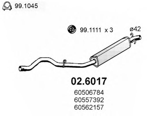Средний глушитель выхлопных газов ASSO 02.6017