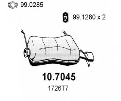 Глушитель выхлопных газов конечный ASSO 10.7045