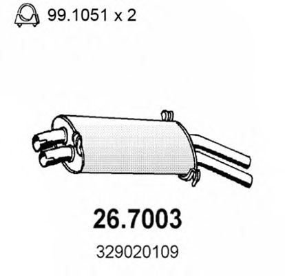 Глушитель выхлопных газов конечный ASSO 26.7003
