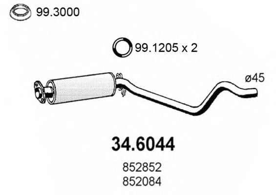 Средний глушитель выхлопных газов ASSO 34.6044
