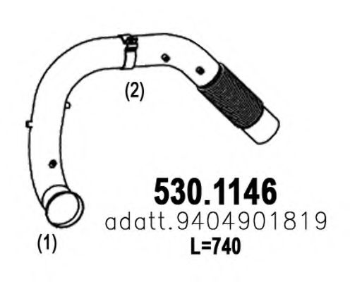 Труба выхлопного газа ASSO 530.1146