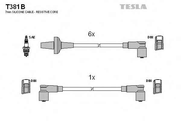 Комплект проводов зажигания TESLA T381B