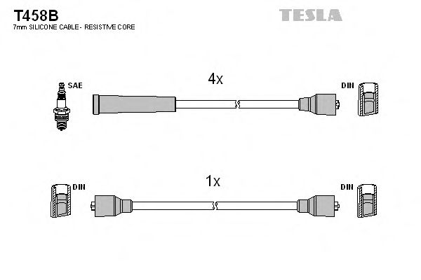 Комплект проводов зажигания TESLA T458B