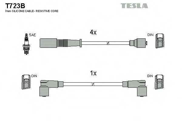 Комплект проводов зажигания TESLA T723B