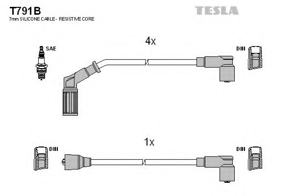 Комплект проводов зажигания TESLA T791B