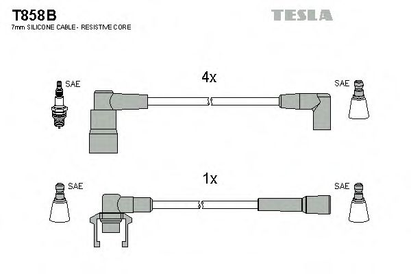 Комплект проводов зажигания TESLA T858B