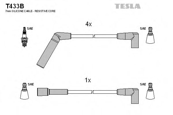 Комплект проводов зажигания TESLA T433B