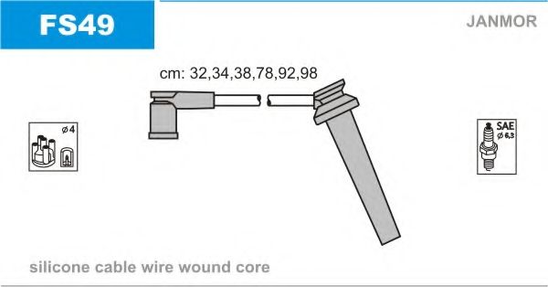 Комплект проводов зажигания JANMOR FS49