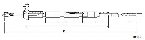 Трос, стояночная тормозная система CABOR 10.806