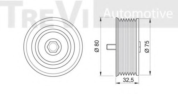 Натяжной ролик, поликлиновой  ремень TREVI AUTOMOTIVE A1026