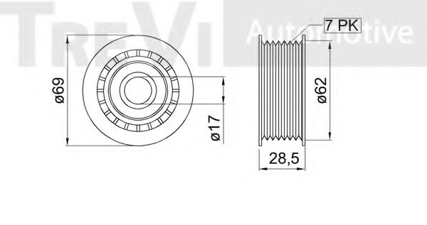 Паразитный / Ведущий ролик, зубчатый ремень TREVI AUTOMOTIVE T1713