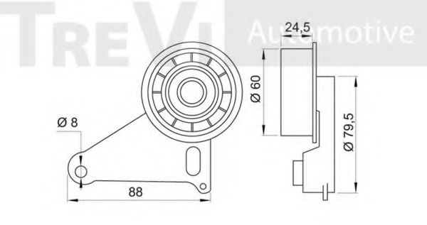 Натяжной ролик, ремень ГРМ TREVI AUTOMOTIVE T1009