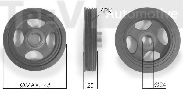 Ременный шкив, коленчатый вал TREVI AUTOMOTIVE PC1133