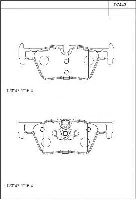 Комплект тормозных колодок, дисковый тормоз ASIMCO KD7443