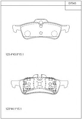 Комплект тормозных колодок, дисковый тормоз ASIMCO KD7543