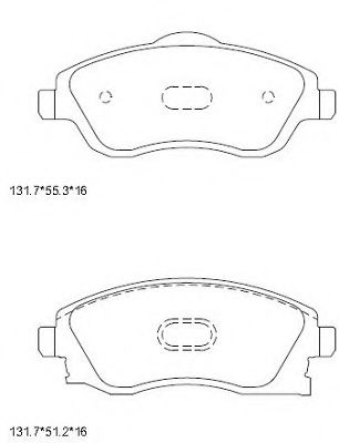 Комплект тормозных колодок, дисковый тормоз ASIMCO KD9715