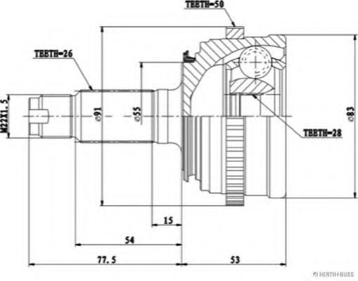 Шарнирный комплект, приводной вал HERTH+BUSS JAKOPARTS J2824138