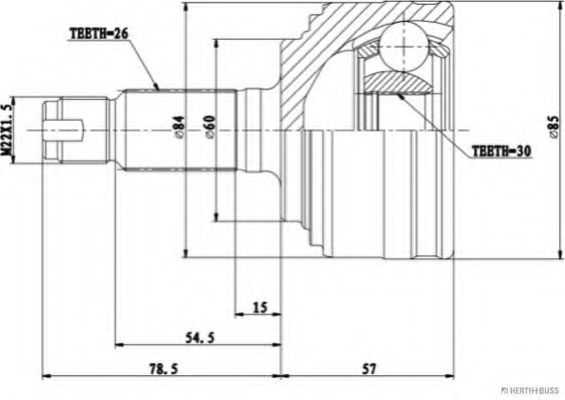 Шарнирный комплект, приводной вал HERTH+BUSS JAKOPARTS J2824140