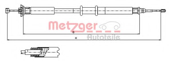 Трос, стояночная тормозная система METZGER 631.20