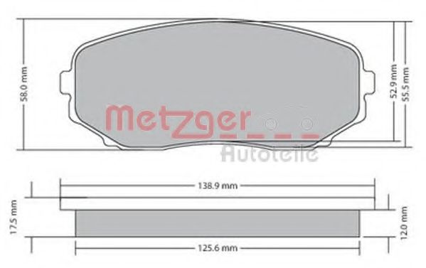 Комплект тормозных колодок, дисковый тормоз METZGER 1170654