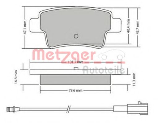 Комплект тормозных колодок, дисковый тормоз METZGER 1170685