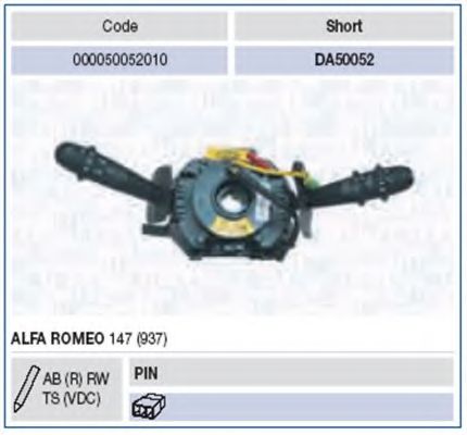 Выключатель на колонке рулевого управления MAGNETI MARELLI 000050052010