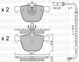 Комплект тормозных колодок, дисковый тормоз METELLI 22-0773-3K