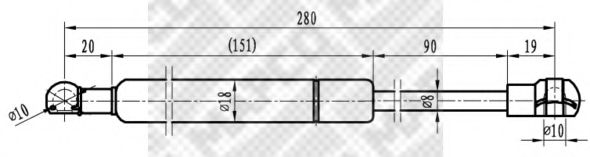 Газовая пружина, крышка багажник MAPCO 91801