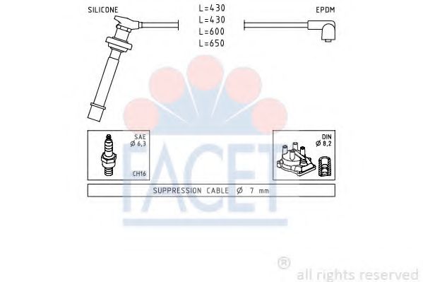 Комплект проводов зажигания FACET 4.9411