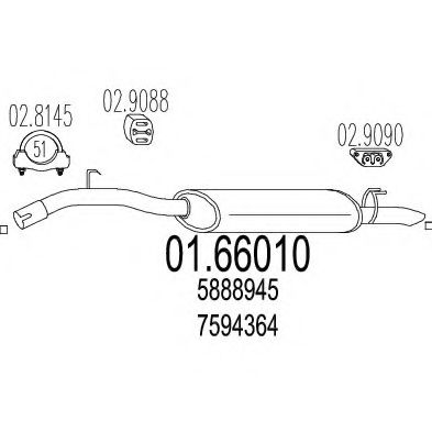 Глушитель выхлопных газов конечный MTS 01.66010