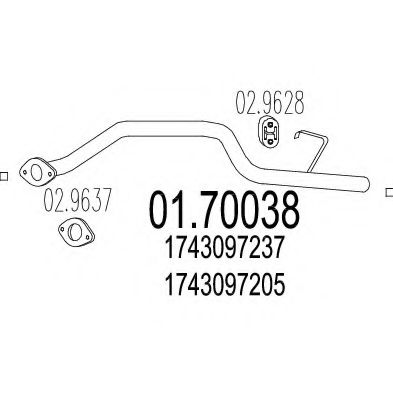 Труба выхлопного газа MTS 01.70038