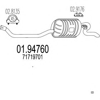 Глушитель выхлопных газов конечный MTS 01.94760