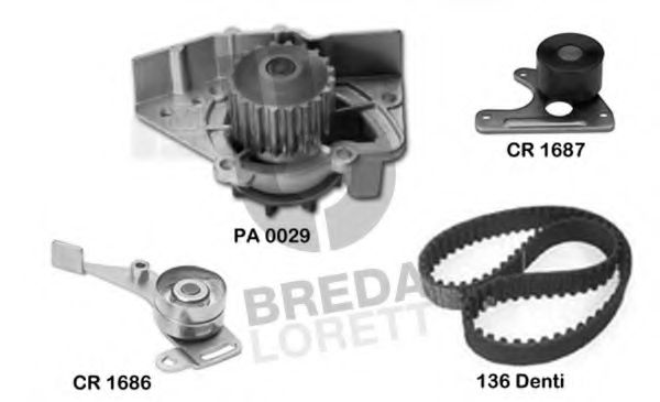 Водяной насос + комплект зубчатого ремня BREDA  LORETT KPA0116C