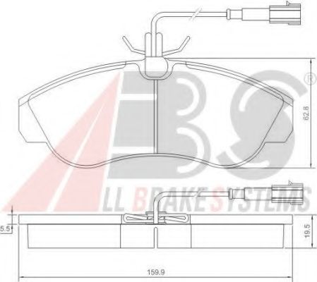 Комплект тормозных колодок, дисковый тормоз A.B.S. 37171