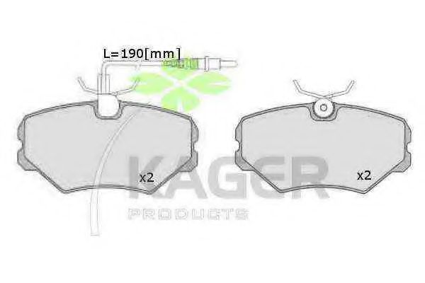 Комплект тормозных колодок, дисковый тормоз KAGER 350614
