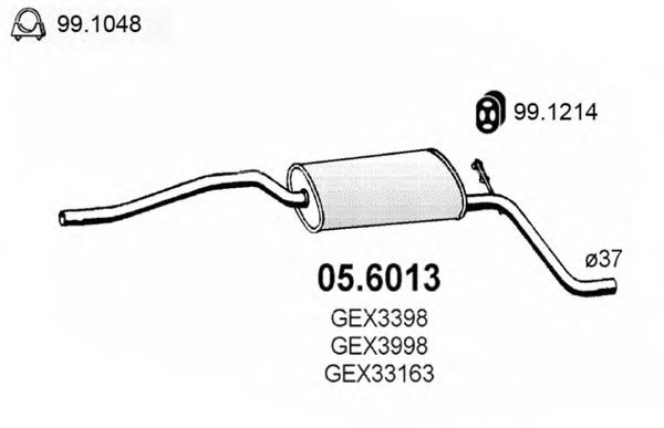 Средний глушитель выхлопных газов WALKER 12356